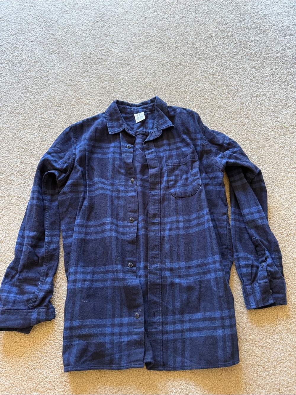 GAP Navy and Royal Blue Plaid Button-Down Shirt